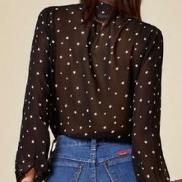 Reformation Star Button Down Semi Sheer Top Size XS - Picture 2 of 11